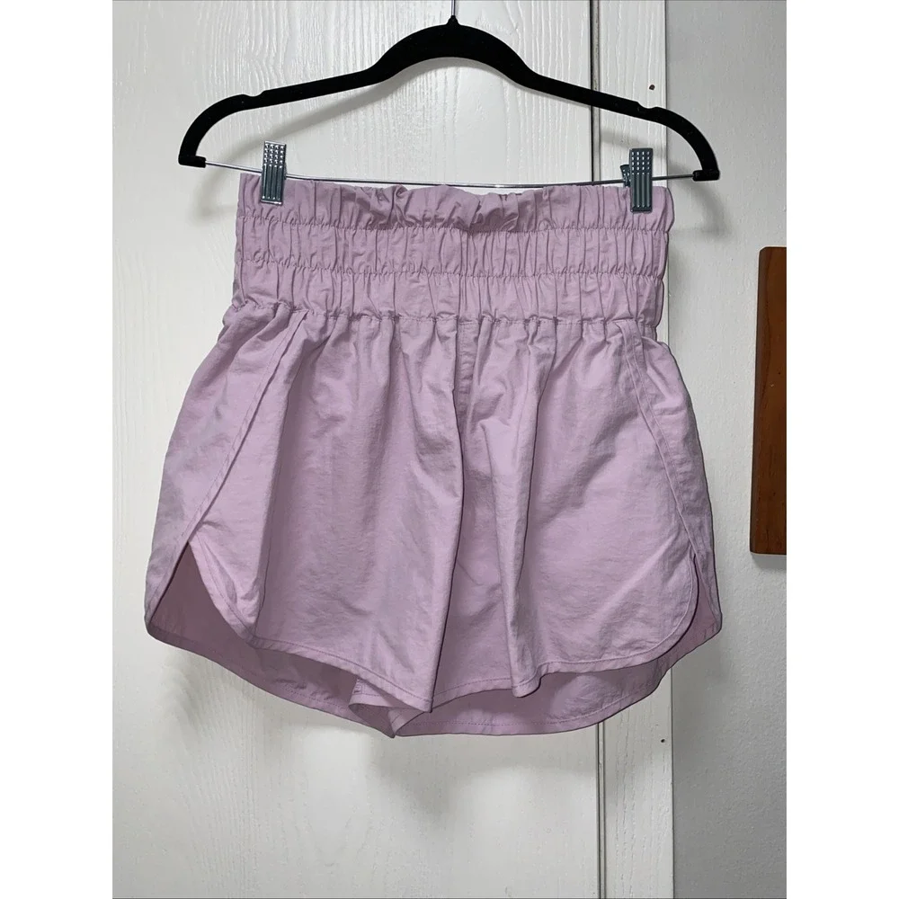 Zenana Windbreaker Smocked Waistband Running Shorts Purple Medium Athletic - Picture 1 of 8